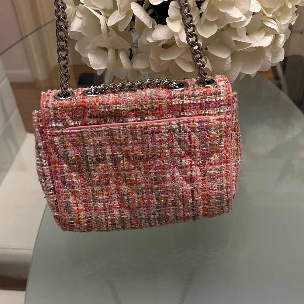 kate spade Pink and Coral Tweed Crossbody Bag with Silver Chain - Picture 13 of 15